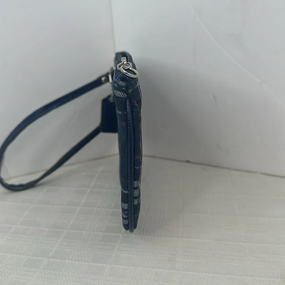 Coach Authentic Tartan Blue Plaid Metallic Wristlet, Style No. F48110 - Picture 2 of 9